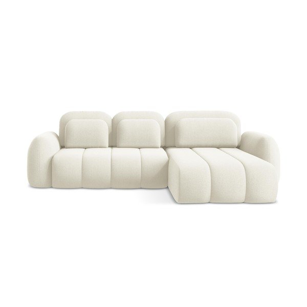 Smėlio spalvos iš boucle sulankstoma/su sandėliavimo vieta kampinė sofa (su dešiniuoju kampu/su gultu) Pele – Makamii