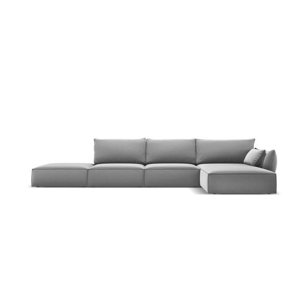Šviesiai pilkos spalvos iš velveto kampinė sofa (su dešiniuoju kampu/su gultu) Vanda – Mazzini Sofas