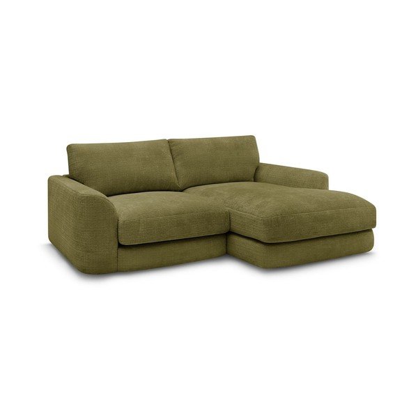 Khaki spalvos kampinė sofa iš šenilinio audinio (su dešiniuoju kampu/su gultu) Leonore – Bobochic Paris