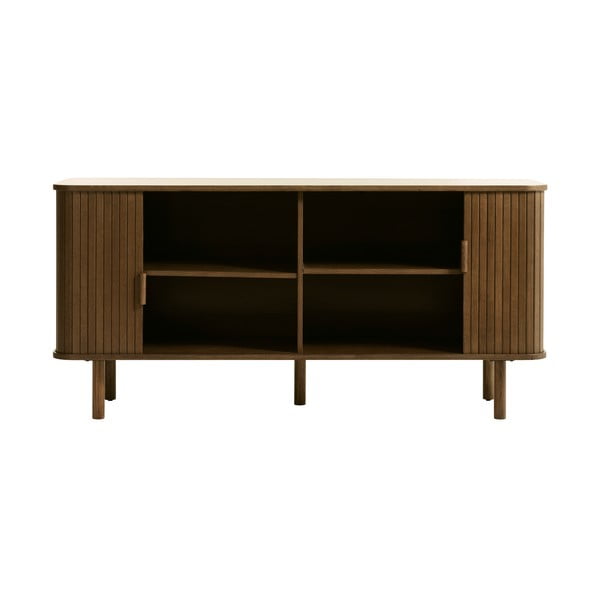 Žema šoninė spintelė rudos spalvos iš ąžuolo su stumdomomis durimis 76x160 cm Cavo – Unique Furniture-image-2