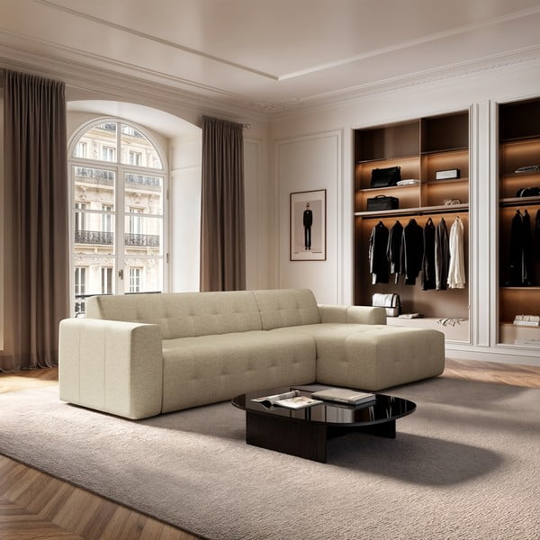 Smėlio spalvos kampinė sofa (su dešiniuoju kampu/su gultu) Tuil – Rodier-image-1