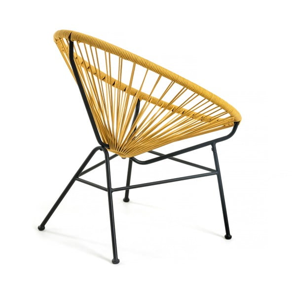 Geltonos spalvos sodo krėslas su plienine konstrukcija Kave Home Samantha-image-3