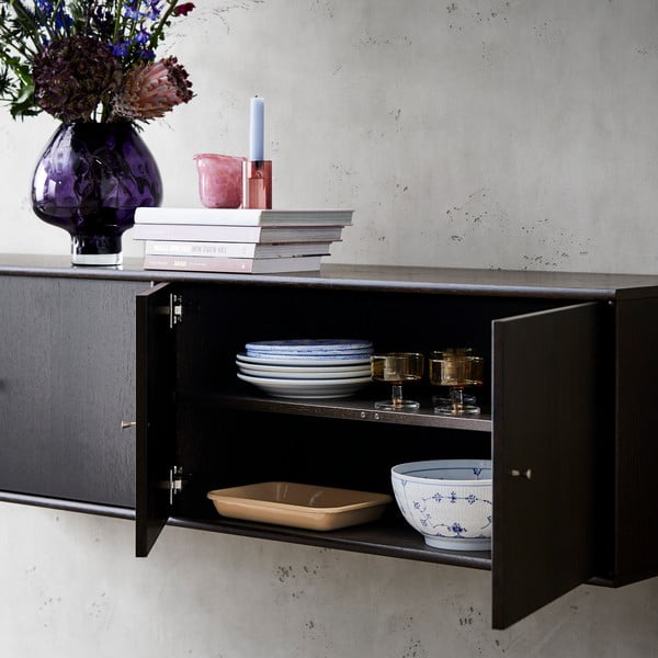 Tamsiai ruda žema ąžuolinė komoda 176x42 cm Mistral - Hammel Furniture-image-3