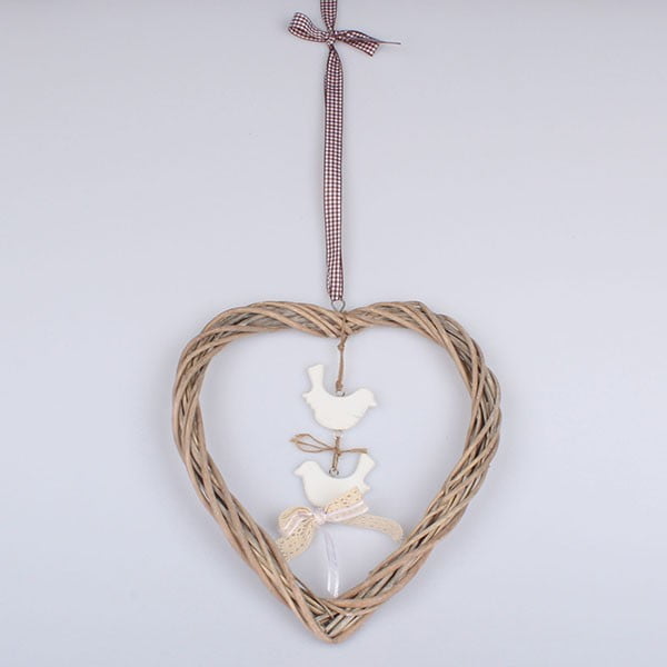 Pakabinama dekoracija širdis su paukščiais Dakls, aukštis 29 cm