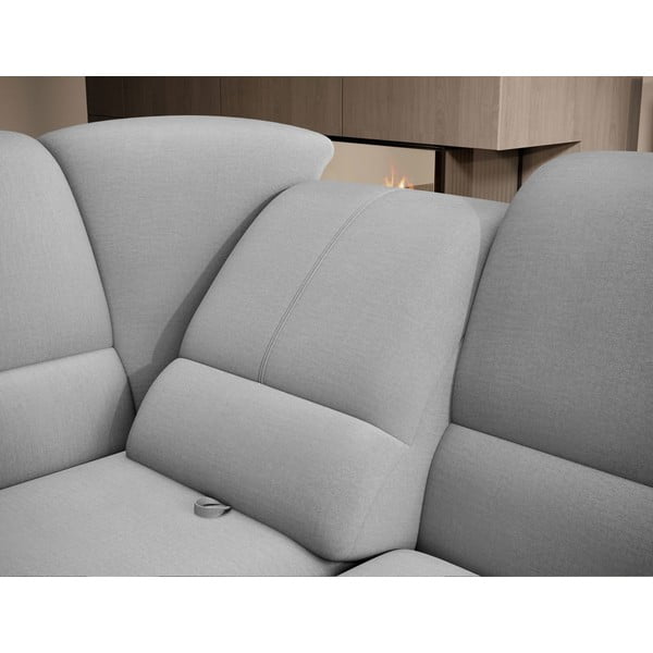Pilkos spalvos iš velveto sulankstoma/su sandėliavimo vieta kampinė sofa (su kairiuoju kampu/„L“ formos) Siber – ELTAP-image-1