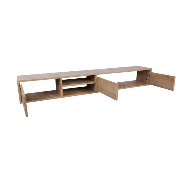 TV spintelė natūralios spalvos iš ąžuolo 180x30x25 cm Rust – Kalune Design-image-3