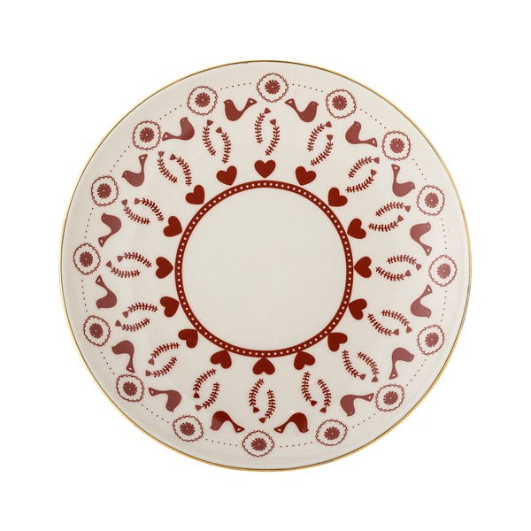 Kreminės spalvos desertinė iš akmens masės lėkštė su Kalėdų motyvu ø 16 cm Jolly – Bloomingville