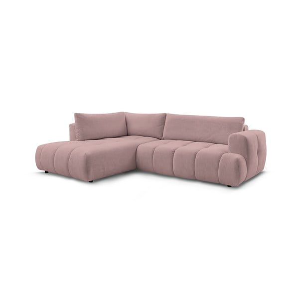 Rožinės spalvos sulankstoma/su sandėliavimo vieta kampinė sofa (su kairiuoju kampu/„L“ formos) Fuji – Bobochic Paris-image-3