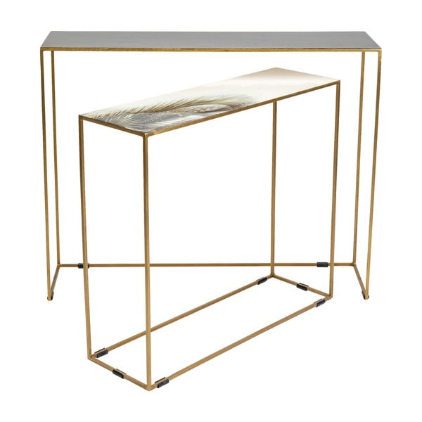 2 aukso spalvos konsolinių staliukų rinkinys "Kare Design Charme-image-2
