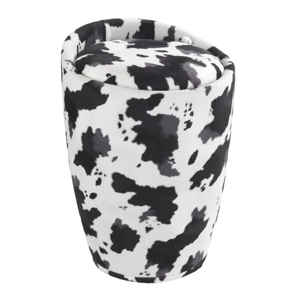 "Wenko Linen Look" juodai baltas skalbinių krepšys ir taburetė viename, 20 l