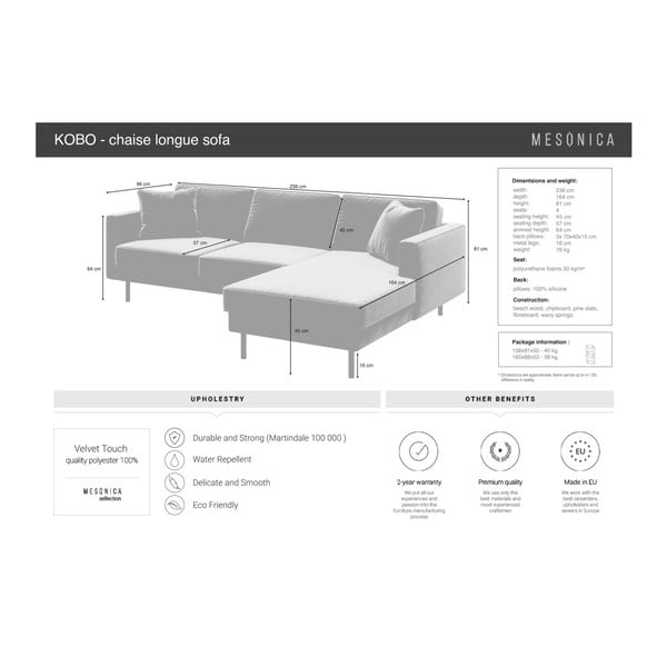 Kampinė sofa žalios spalvos iš velveto (su dešiniuoju kampu) Kobo – MESONICA-image-4