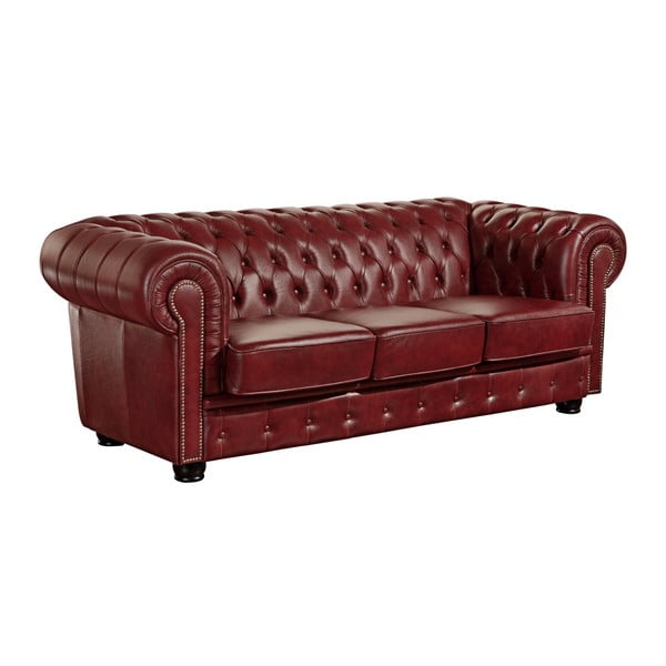 Raudona odinė sofa Max Winzer Norwin, 200 cm