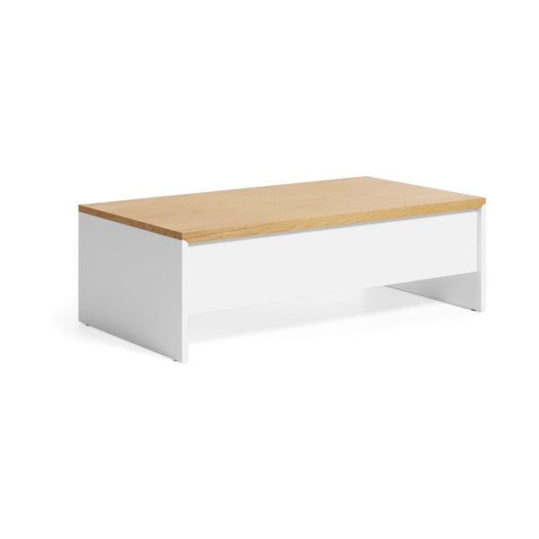 Kavos staliukas baltos spalvos/natūralios spalvos iš ąžuolo 60x110 cm Abilen – Kave Home-image-2