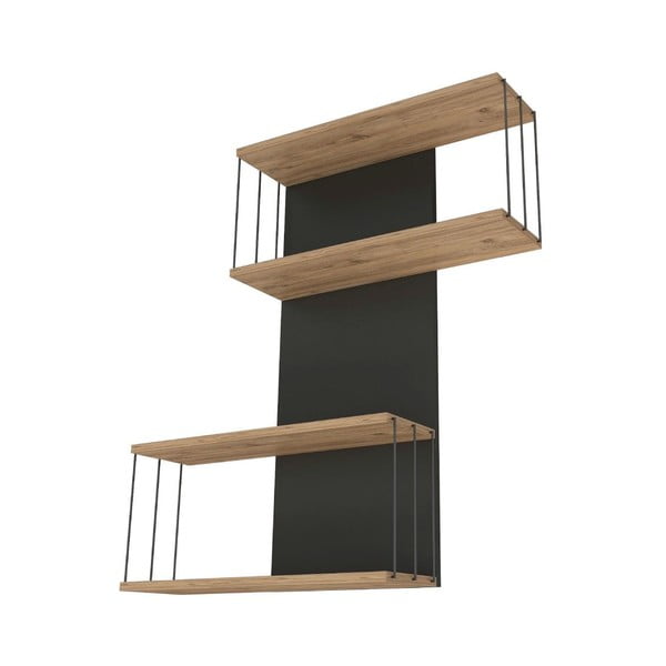 Kelių aukštų sieninė lentyna antracito spalvos/natūralios spalvos iš pušies 65 cm Destan – Kalune Design-image-3