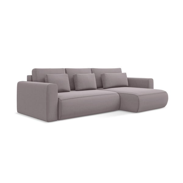 Levandų spalvos iš velveto sulankstoma/su sandėliavimo vieta kampinė sofa (su dešiniuoju kampu/su gultu) Kapua – Makamii-image-3