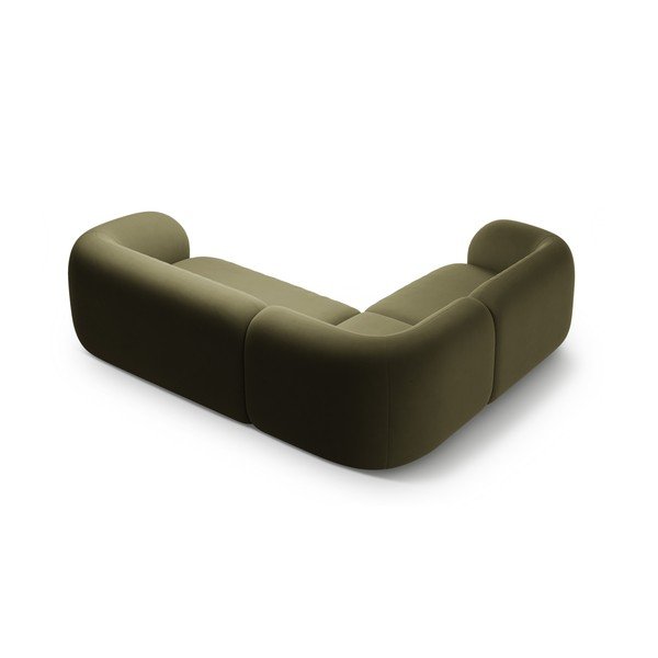 Žalios spalvos kampinė sofa iš velveto (su kairiuoju kampu/„L“ formos) Kate – Micadoni -image-2