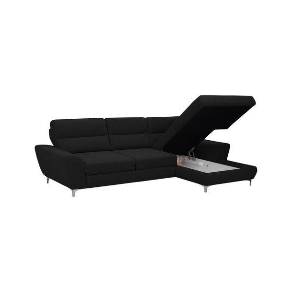 Juoda "Windsor & Co Sofos Omega" kampinė sofa-lova, dešinysis kampas-image-4