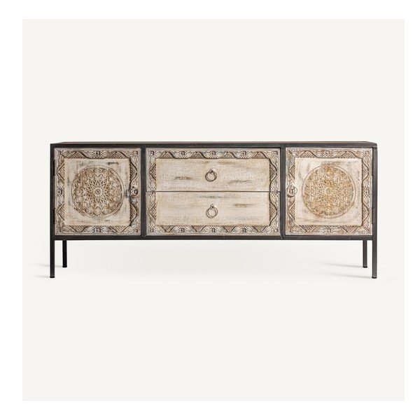 TV spintelė iš kėnio masyvo natūralios spalvos 135x55 cm Jaipur – Burkina