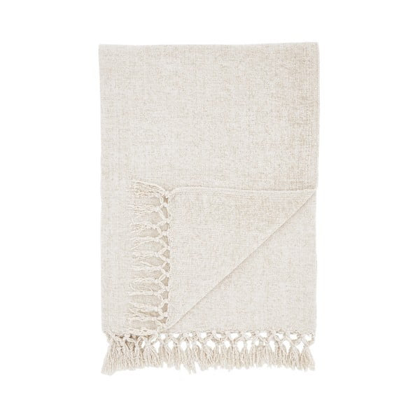 Kreminės spalvos iš šenilino antklodė ir pledas 130x170 cm Wilson – Catherine Lansfield