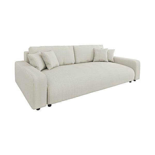 Kreminės spalvos iš kordinio velveto sulankstoma/su sandėliavimo vieta sofa 234 cm Sara – Ropez