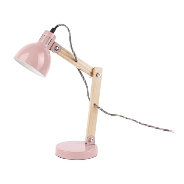 Rožinis stalinis šviestuvas su medinėmis detalėmis "Leitmotiv Ogle