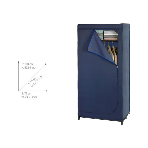 Wenko Business mėlyna medžiaginė spinta, aukštis 160 cm-image-1