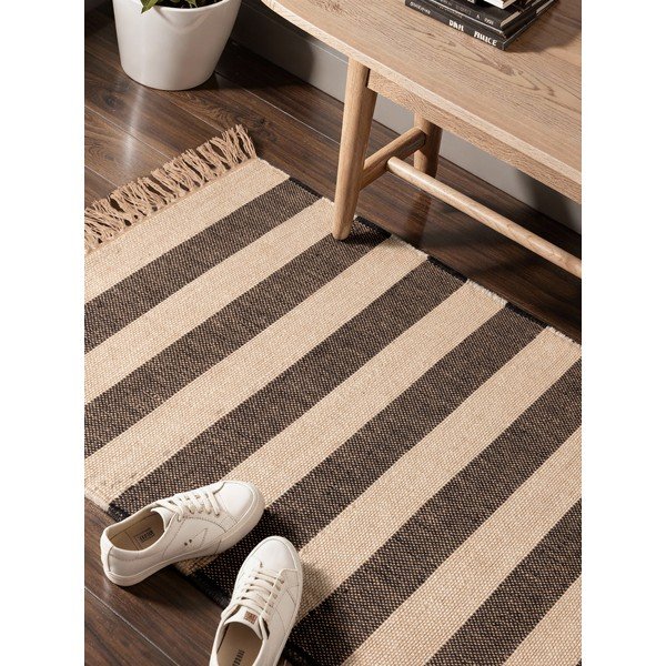 Rankų darbo juodos spalvos/kreminės spalvos iš džiuto kilimas 80x200 cm Playa – Hanse Home-image-1