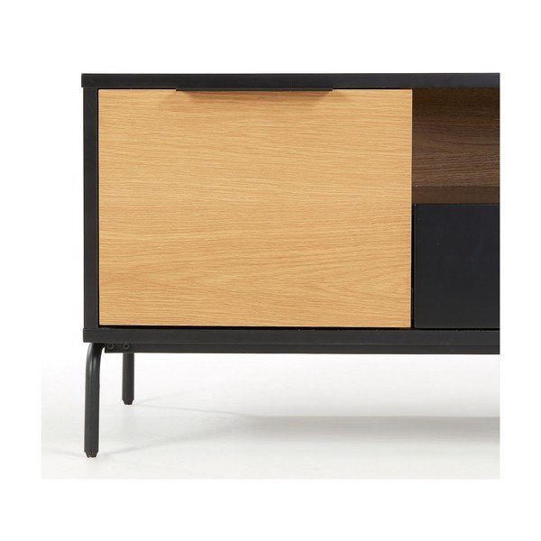 Juodai rudos spalvos televizoriaus spintelė Kave Home SAVOI, 120 x 50 cm-image-1