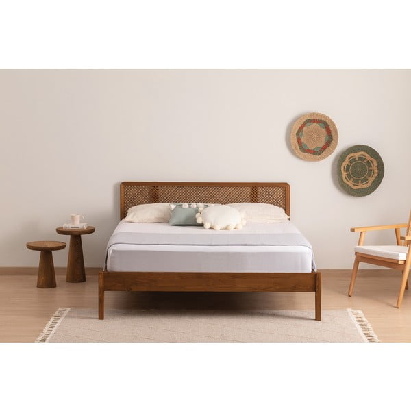 Iš eglės medžio masyvo dvigulė lova natūralios spalvos/tamsiai rudos spalvos su lovos grotelėmis 180x200 cm Izabelya – Kalune Design-image-2