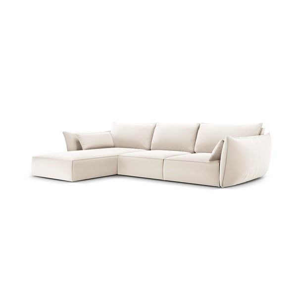 Smėlio spalvos iš velveto kampinė sofa (su kairiuoju kampu/su gultu) Vanda – Mazzini Sofas-image-2