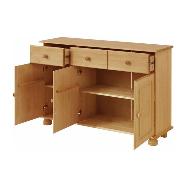 Iš pušies masyvo žema šoninė spintelė natūralios spalvos 116x76 cm Ella – Støraa-image-2