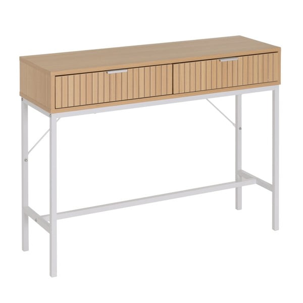 Natūralios spalvos konsolinis staliukas iš ąžuolo 30x100 cm Mid-Lines – Casa Selección