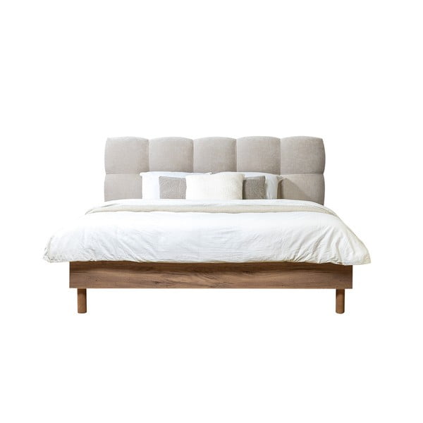 Dvigulė lova šviesiai pilkos spalvos audiniu dengta su lovos grotelėmis 180x200 cm Kumo – Bobochic Paris-image-2