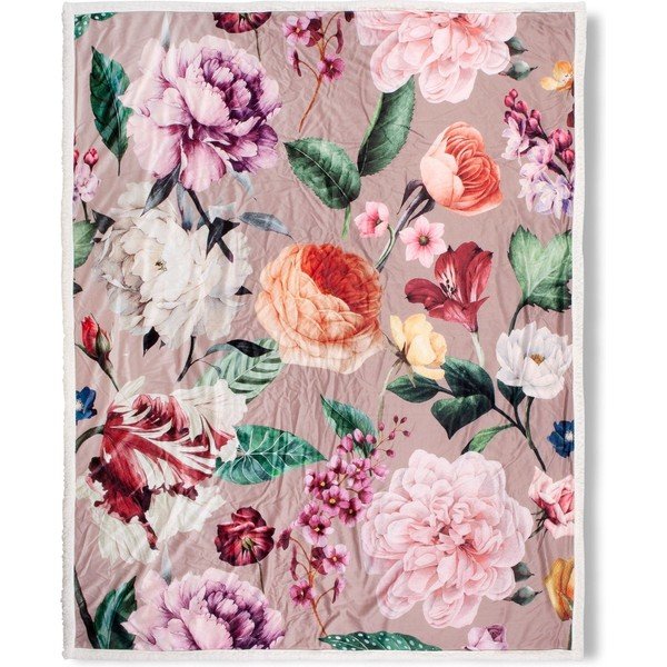 Smėlio spalvos dvipusė antklodė Descanso Fiori, 130 x 160 cm-image-2