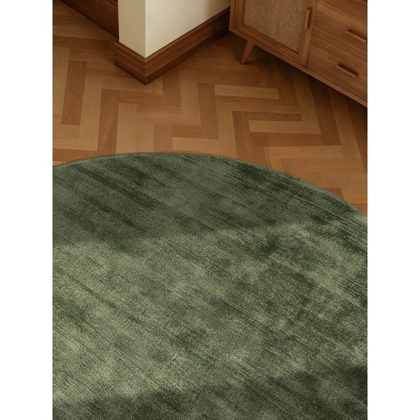 Rankų darbo žalios spalvos iš viskozės apvalios formos kilimas ø 150 cm Noemi – Vikosa-image-3