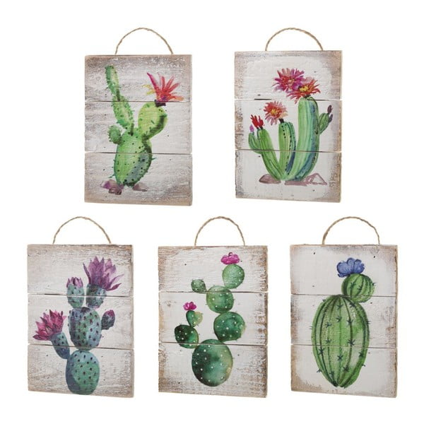 5 medinių pakabinamų dekoracijų su kaktusų motyvais rinkinys Unimasa