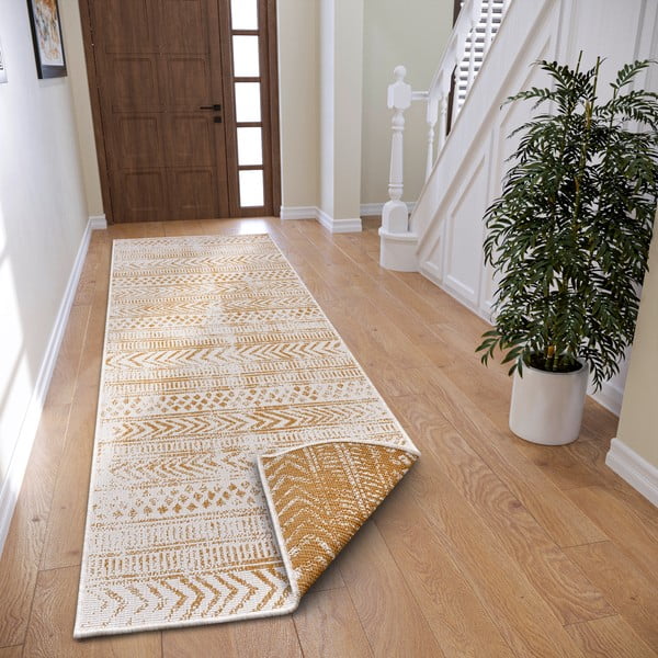 Lauko kilimas ochros spalvos/baltos spalvos 160x230 cm Biri – NORTHRUGS-image-1