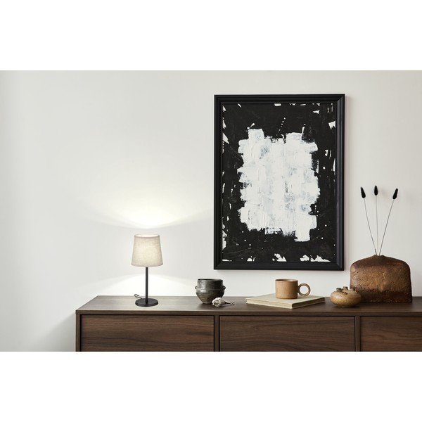 Stalinis šviestuvas juodos spalvos/smėlio spalvos (aukštis 30 cm) su tekstiliniu gaubtu Eve – Fischer & Honsel-image-1