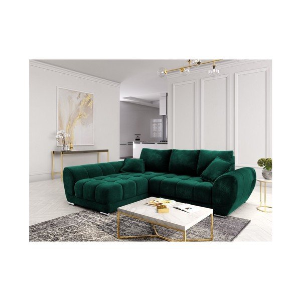 Žalia aksominė sofa-lova Windsor & Co Sofas Nuage, kairysis kampas-image-1