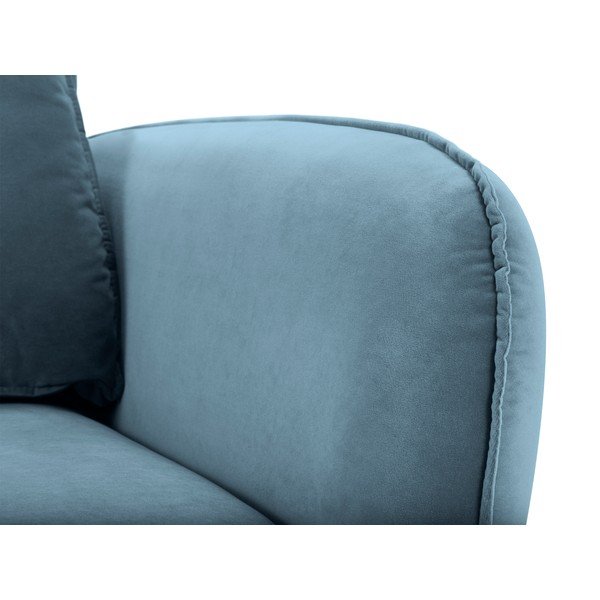 Šviesiai mėlynas aksominis krėslas su juodomis kojomis Kooko Home Lento-image-3