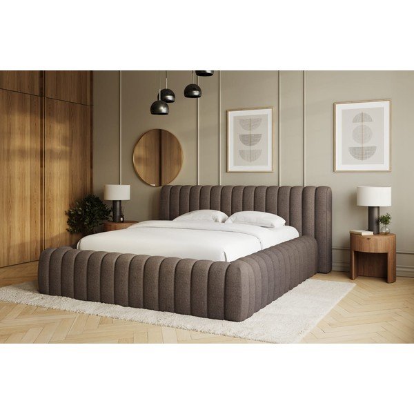 Rudos spalvos dvigulė lova dengta audiniu su sandėliavimo vieta su lovos grotelėmis 180x200 cm Carilla – ELTAP-image-3