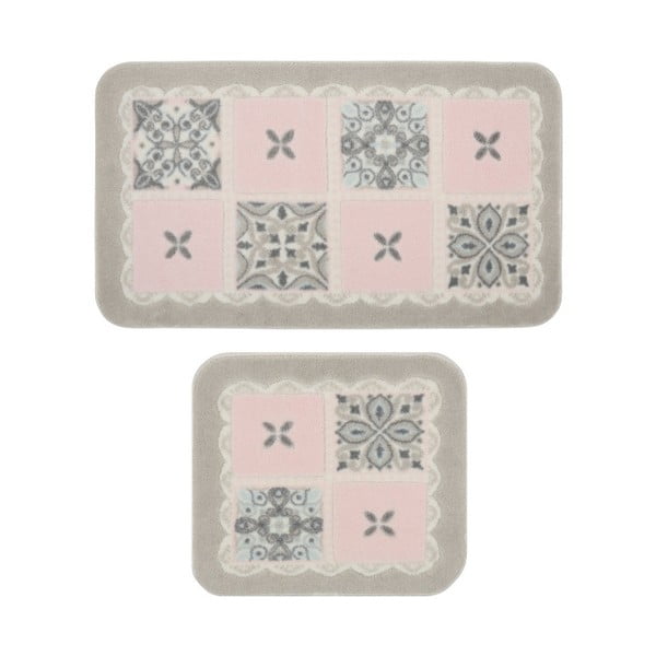 2 vonios kilimėlių rinkinys Vonios kilimėliai Confetti Vonios kilimėliai Keramikiniai rožiniai