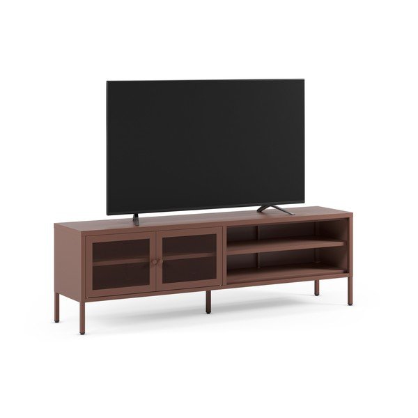Bordo spalvos iš metalo TV spintelė 160x50x35 cm Fayna – Marckeric-image-1