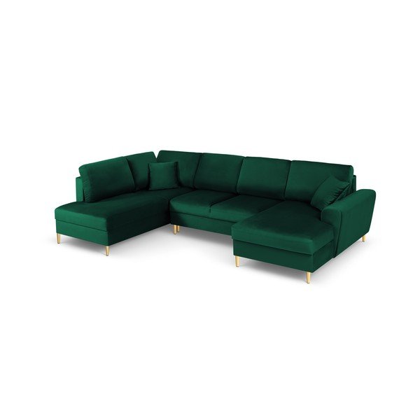 Žalios spalvos iš velveto sulankstoma/su sandėliavimo vieta kampinė sofa (su kairiuoju kampu/„U“ formos) Kyoto – Cosmopolitan Design-image-1