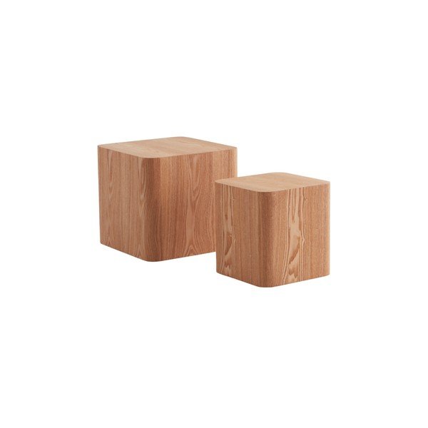 Šoniniai stalai 2 vnt. iš uosio 40x40 cm Cubo – Jotex