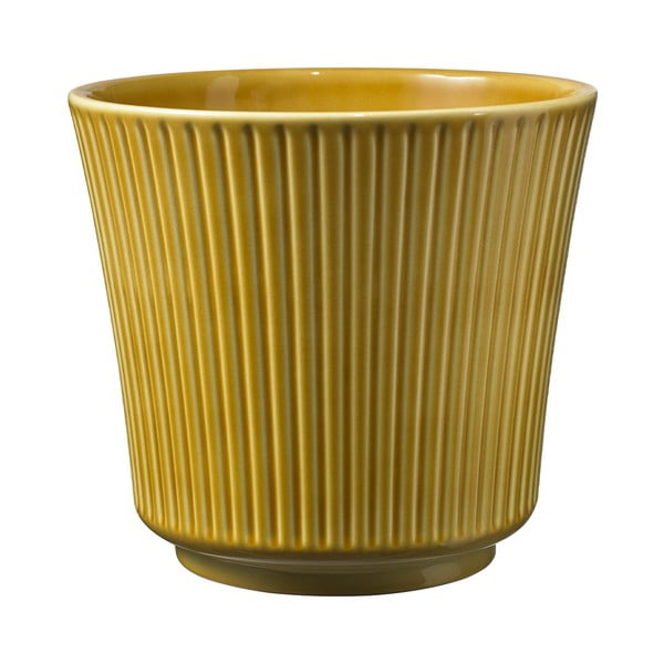 Geltonos spalvos keraminis vazonas Big Pots Gloss, ø 16 cm