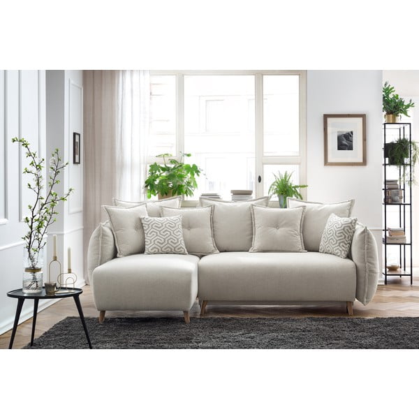 Sulankstoma ((modulinė)) kampinė sofa kreminės spalvos Nessa – Bobochic Paris-image-1