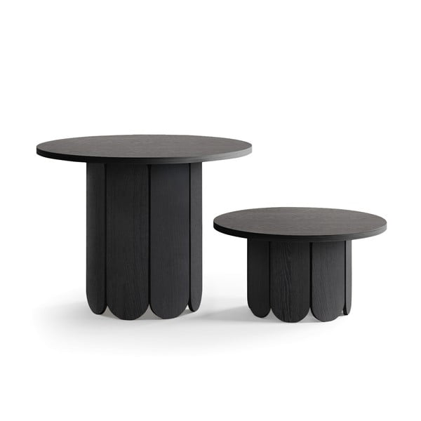 Apvalios formos kavos staliukas juodos spalvos iš ąžuolo ø 78 cm Soft – Woodman-image-3