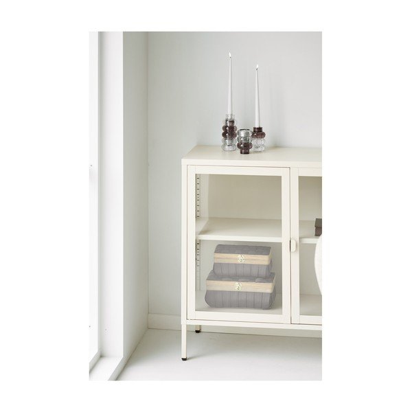 Kreminės spalvos iš plieno vitrina 140x85x40 cm Brisbane – House Nordic-image-4