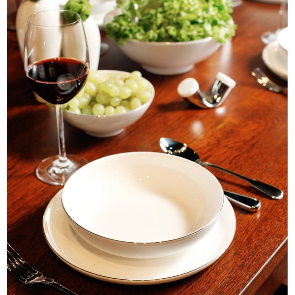 Lėkščių ir dubenėlių rinkinys su sidabro juostele, 15 dalių-image-2